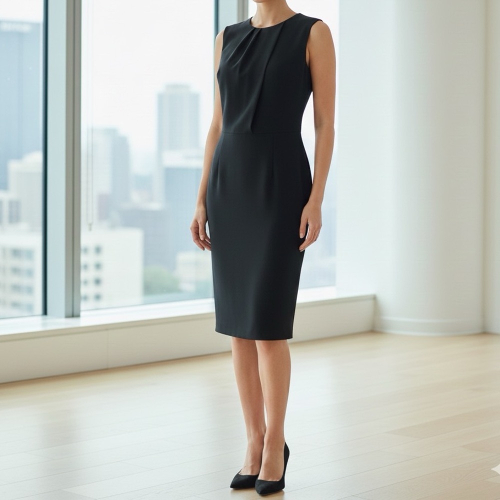 Faconnable Black Pencil Sheath Dress Size S